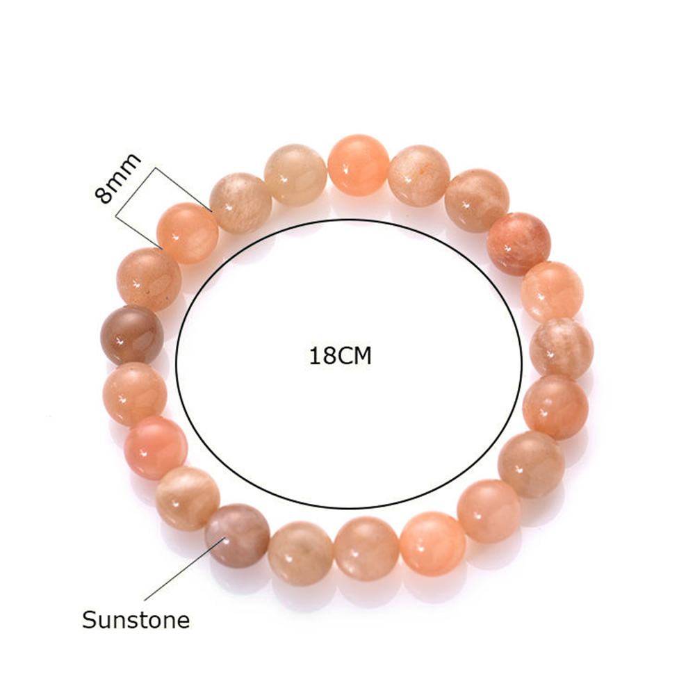B30P-Minimalist Natural Sunstone Gemstone Beaded Stretch Bracelet for Women