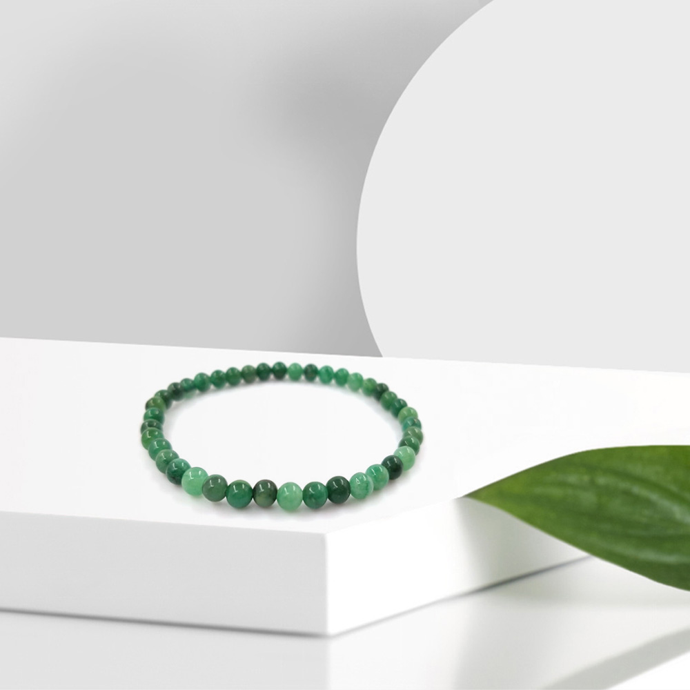Bac2-African Jade Green Gemstone Lovers Bracelet Natural Lucky Prosperity Beaded Bracelet