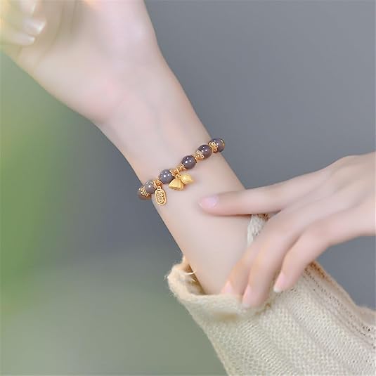 KLOW80-Grey Agate Style Beaded Bracelet Adjustable Bolo Bracelet for Women