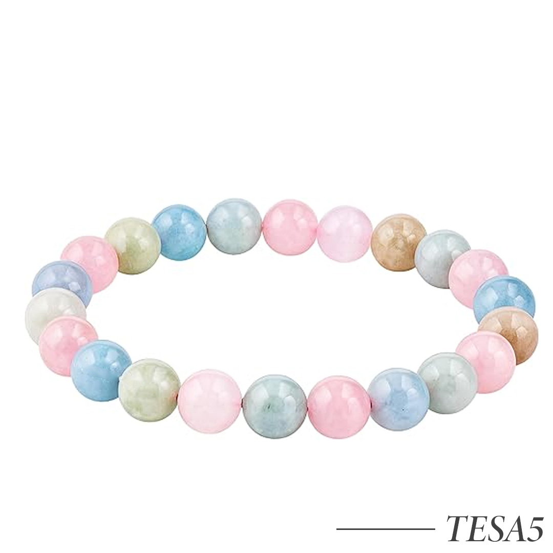 TESA5-Natural Gemstone Crystal Beaded Bracelet 8mm Stretch Bracelet for Women and Men