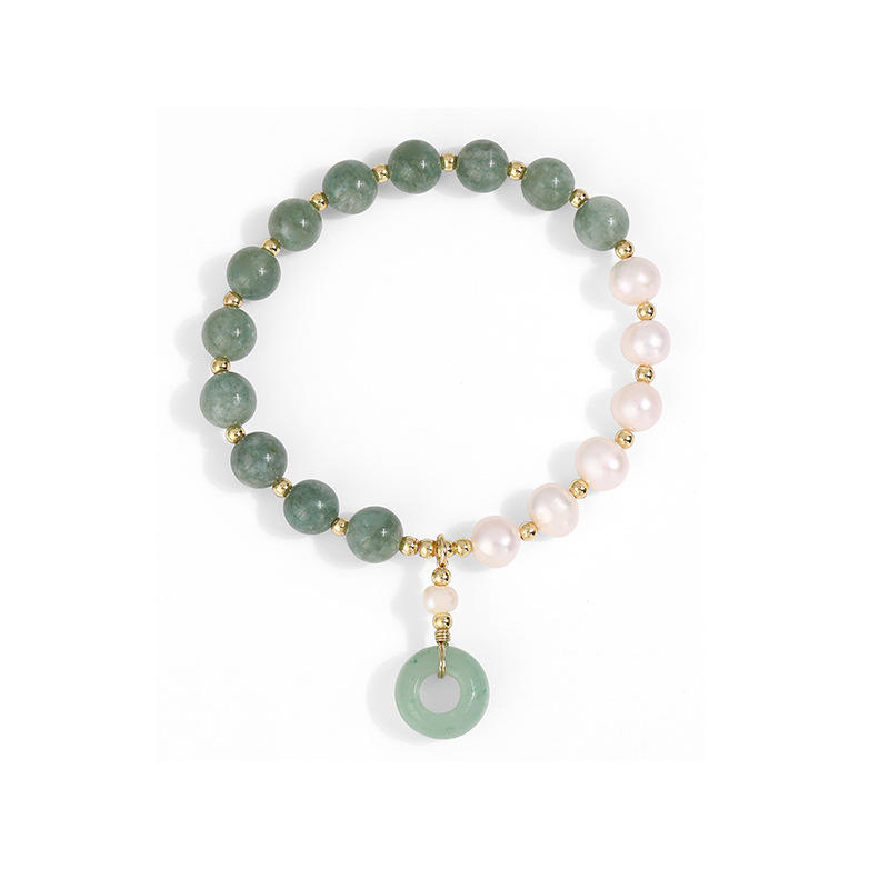 NAD200-Elegant Freshwater Pearl Bracelet with Round Gold Beads