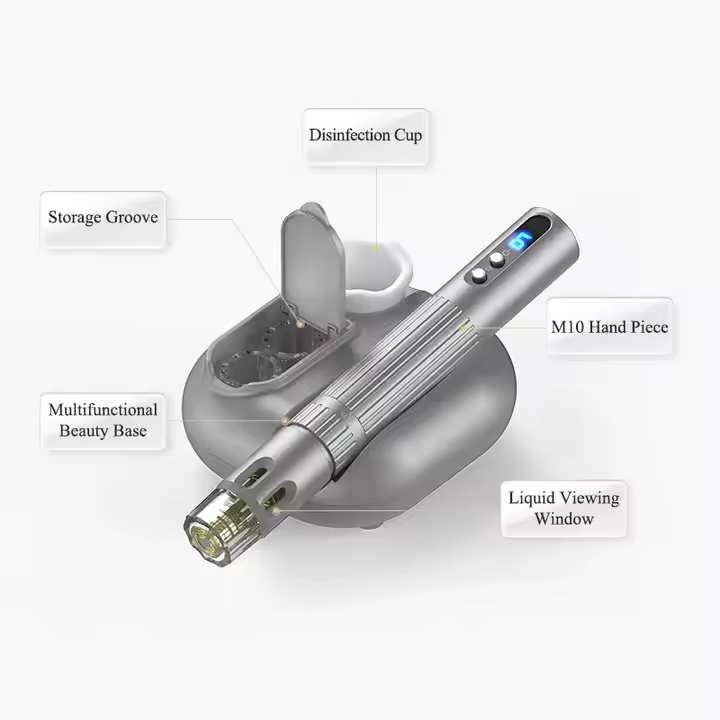 Portable Hydra Pen M10 Professional Skin Rejuvenation Device Derma Pen Multiple Serum Tips With Red and Blue Light