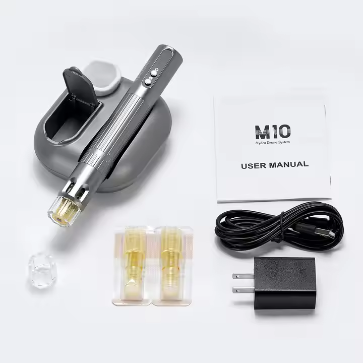 Portable Hydra Pen M10 Professional Skin Rejuvenation Device Derma Pen Multiple Serum Tips With Red and Blue Light